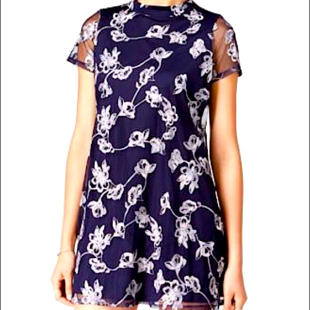 Retro Speechless Floral Print Flower Embroidered Dress